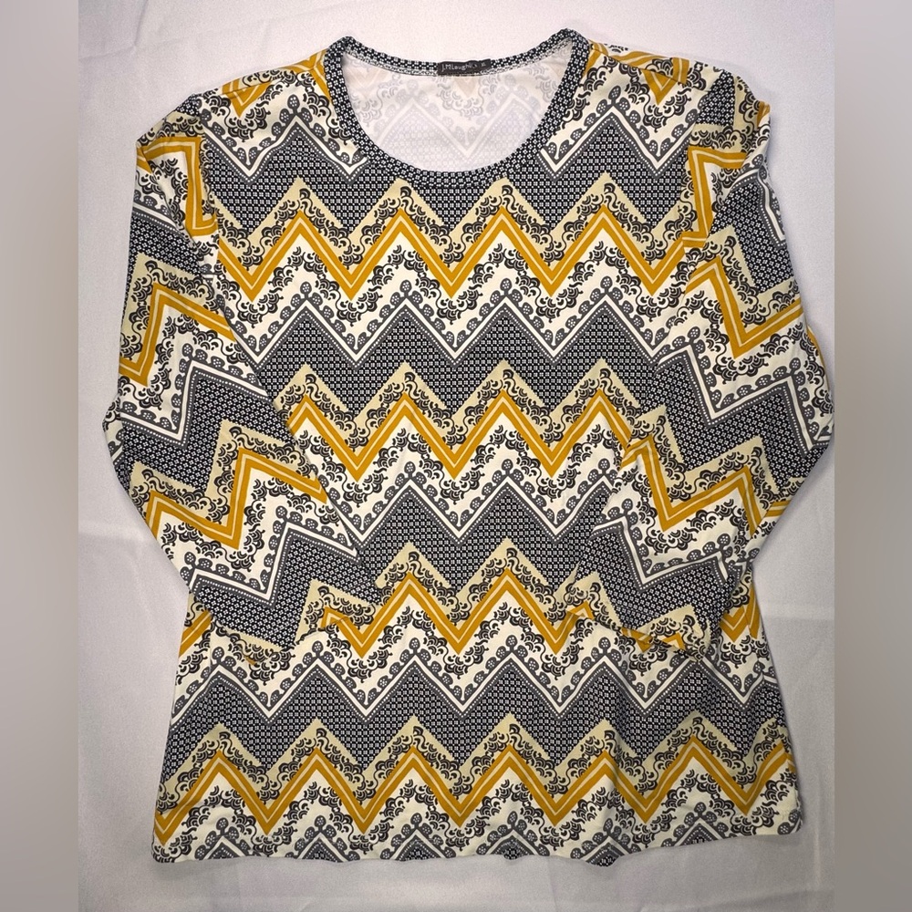 J. McLaughlin Chevron Print 3/4 Sleeve Top | Size M |